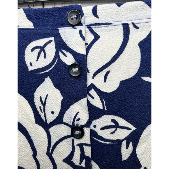 Maeve Anthropologie Women's Flared Floral Print Skirt Blue White Button Front XL - Picture 4 of 9